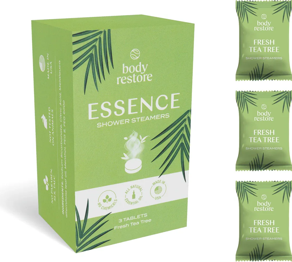 Таблетки для душа Body Restore Essence Shower Steamers шипучие, с маслом чайного дерева, 3 шт zapachy Fresh Tea Tree