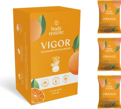Body Restore Vigor Shower Steamers - Таблетки для душа zapachy Orange, 3 шт
