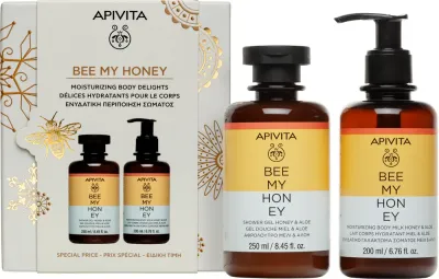 Apivita Bee My Honey Shower Gel & Body Milk Set - Подарочный набор интенсивного увлажнения, 1 шт