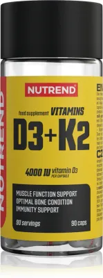 Nutrend Vitamins D3 + K2 - Поддержка здоровья костей и зубов, 90 шт