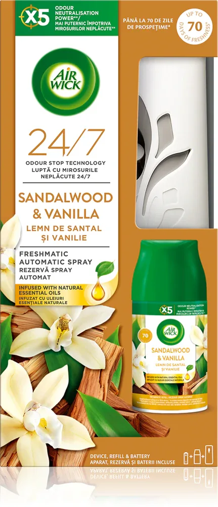 Освежитель воздуха Air Wick Freshmatic Sandalwood Vanilla древесный, сладкий, 250 мл