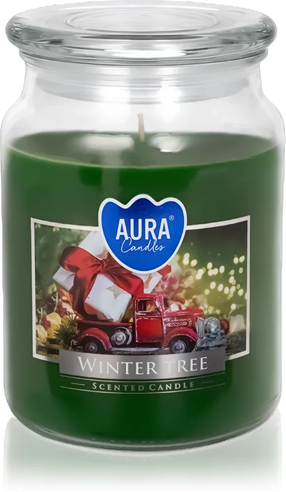 Свеча ароматическая BISPOL Premium Line Winter Tree свежий аромат, хлопковый фитиль, 500 г