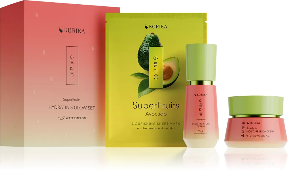 KORIKA SuperFruits Hydrating Glow set 3 pcs - Подарочный набор интенсивного увлажнения, 3 шт