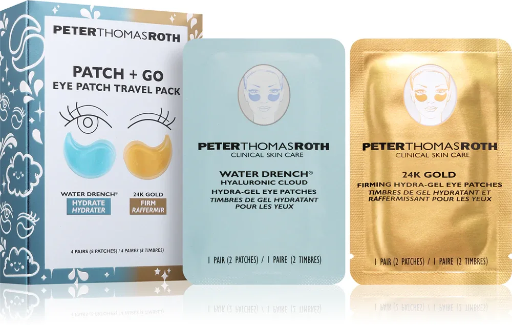 Дорожный набор гидрогелевых патчей для глаз Peter Thomas Roth Hydra-Gel Travel Pack с золотом, 2+2 пары