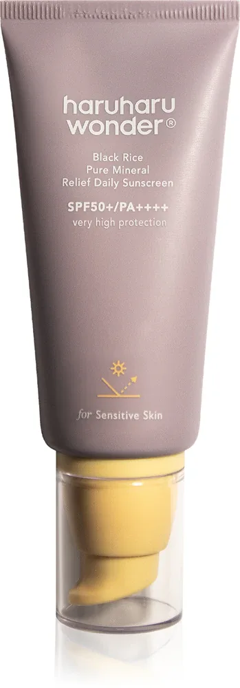 Haruharu Wonder Black Rice Pure Mineral Relief Daily Sunscreen - Смягчающий минеральный защитный крем SPF 50+, 50 мл