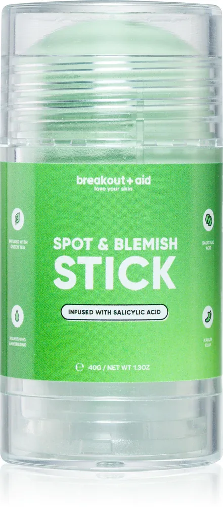 breakout + aid Spot & Blemish Stick - Маска для лица с каолином для проблемной кожи, 40 г