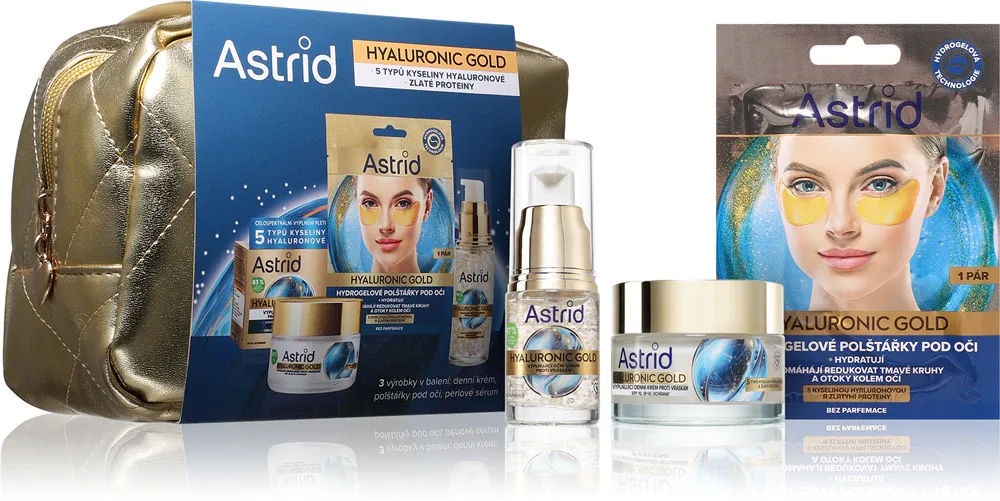 Astrid Hyaluronic Gold - Подарочный набор для идеальной кожи, 3 шт