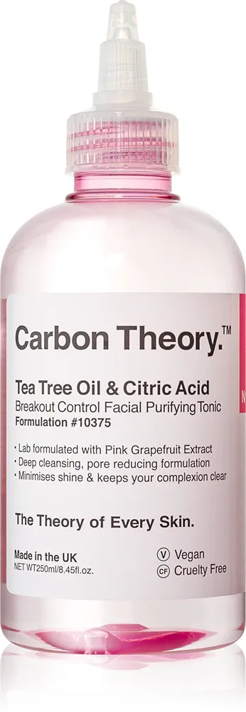 Carbon Theory Tea Tree Oil & Citric Acid - Тоник глубокого очищения для проблемной кожи, 250 мл