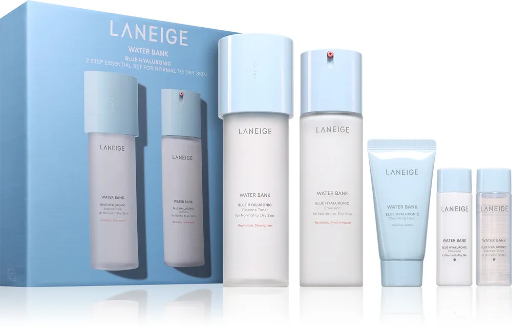LANEIGE Water Bank Blue Hyaluronic 2-Step Essentials Set for Normal to Dry Skin - Подарочный набор для женщин, 1 шт