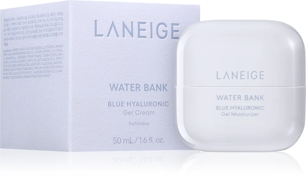LANEIGE Water Bank Blue Hyaluronic Gel Cream Refillable - Увлажняющий крем-гель для жирной и комбинированной кожи do wielokrotnego napełniania, 50 мл