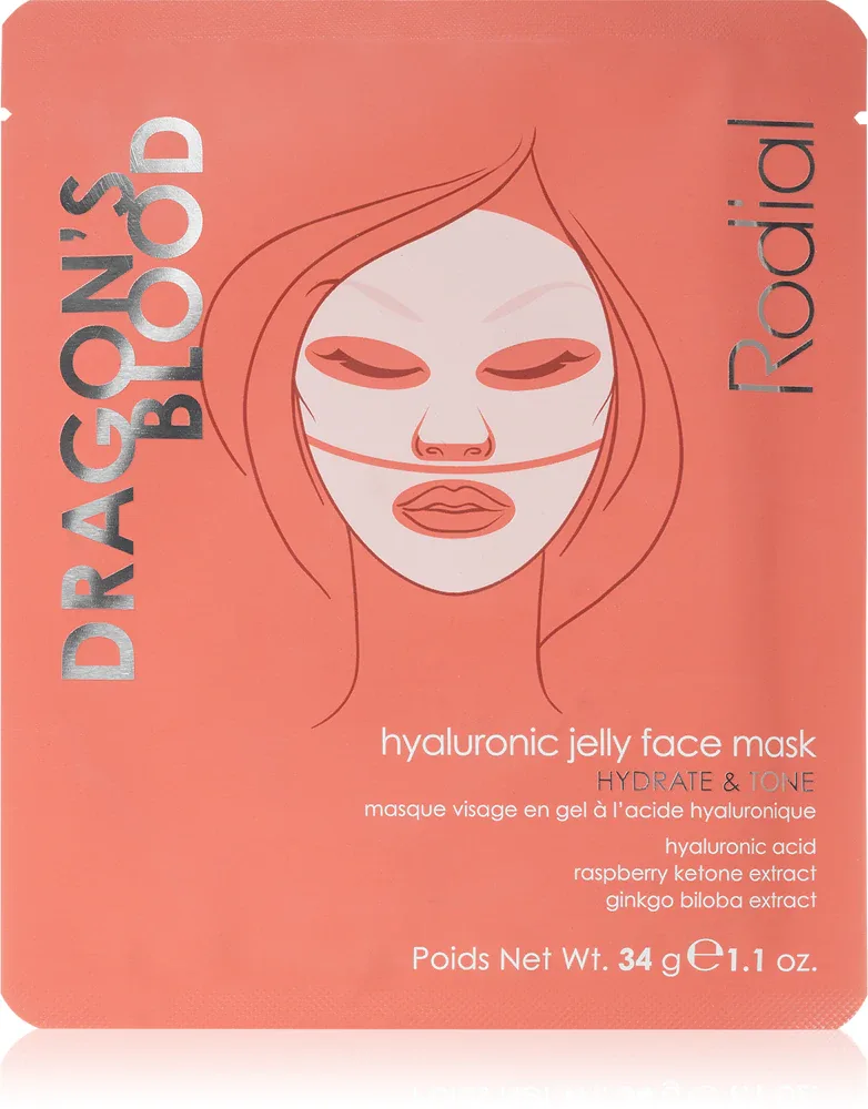 Rodial Dragon's Blood Hyaluronic Jelly Face Mask - Гидрогелевая маска с интенсивным действием с гиалуроновой кислотой, 34 г