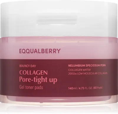 Диски для лица EQQUALBERRY Collagen Pore-Tight Up Gel Toner Pads тонизирующие, с коллагеном, 60 шт