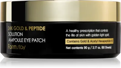 Патчи для кожи вокруг глаз Farmstay 24K Gold Peptide Solution с золотом и пептидами, 60 шт