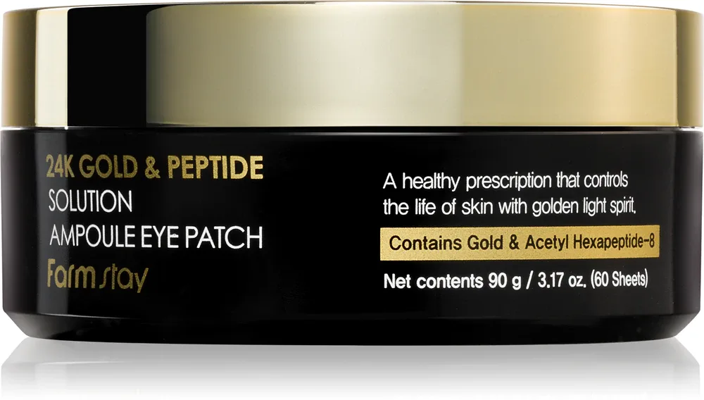 Патчи для кожи вокруг глаз Farmstay 24K Gold Peptide Solution с золотом и пептидами, 60 шт
