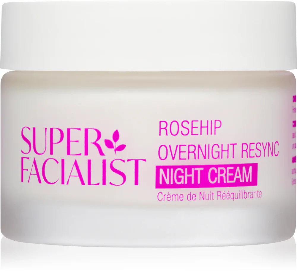Super Facialist Rosehip Overnight Resync - Упругивающий и разглаживающий ночной крем для лица питание и увлажнение, 50 мл