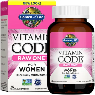 Мультивитамины для женщин Garden of Life RAW Vitamin Code One for Women с антиоксидантами, 75 капсул