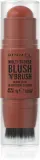 Rimmel Multi-Tasker Blush'N'brush - Румяна для щек в стике с кисточкой, 8 г, оттенок 350 Roasted Peach — фото 1