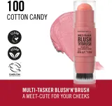 Rimmel Multi-Tasker Blush'N'brush - Румяна для щек в стике с кисточкой, 8 г, оттенок 100 Cotton Candy — фото 2