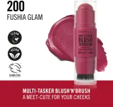 Rimmel Multi-Tasker Blush'N'brush - Румяна для щек в стике с кисточкой, 8 г, оттенок 200 Fushia Glam — фото 2