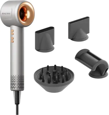 Фен для волос Beautifly IonBoost, с ионизацией, с диффузором, 1 шт Silver