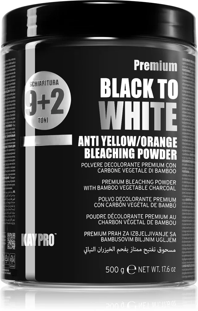 Пудра осветляющая для волос Kaypro Black To White Anti Yellow/Orange Bleaching Powder профессиональная, 500 г do profesjonalnego użytku