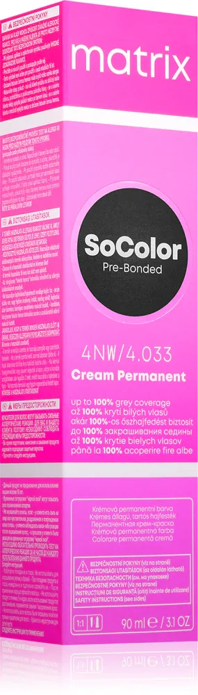 Профессиональная краска для волос Matrix SoColor Pre-Bonded, стойкая, интенсивный цвет, 90 мл, оттенок 4NW
