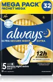 Прокладки гигиенические Always Ultra Secure Night Extra Size 5 ночные, с крылышками, 32 шт — фото 1