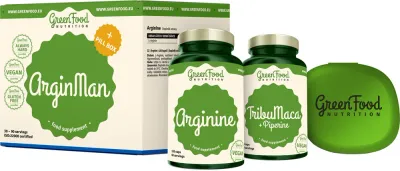 Набор пищевых добавок GreenFood Nutrition ArginMan для мужчин, с L-аргинином и экстрактом маки