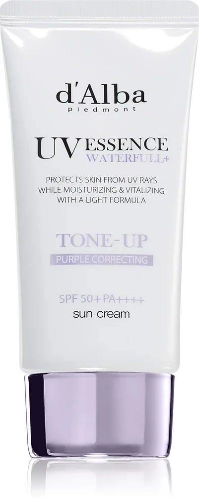 d'Alba Waterfull Purple Correcting Tone-Up Sun Cream - Тонизирующий крем для загара для осветления и увлажнения SPF 50+, 50 мл