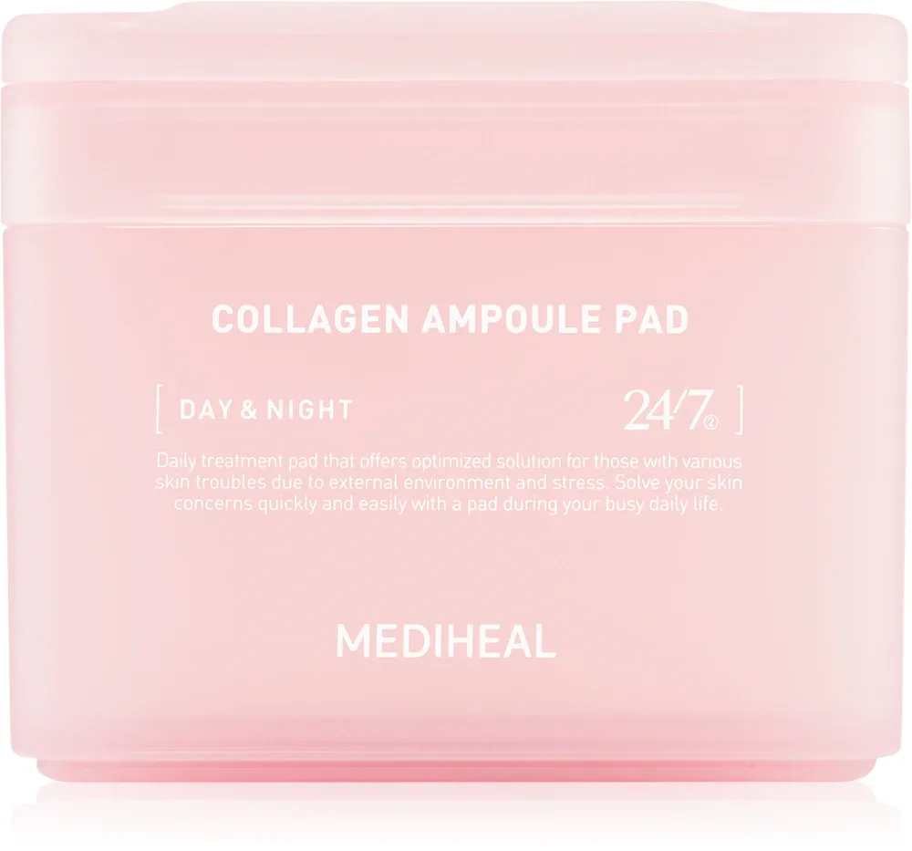MEDIHEAL Collagen Ampoule Pad - Тонизирующие влажные патчи для лица для увлажнения и упругости кожи, 100 шт