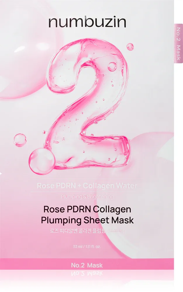 Numbuzin No. 2 Rose PDRN Collagen Plumping Sheet Mask - Увлажняющая маска в тканевом листе с эффектом осветления, 5 шт