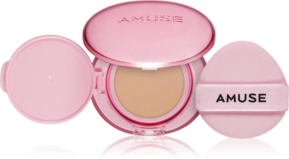 AMUSE Dew Power Vegan Cushion - Долговременное тональное средство в губке для осветления и выравнивания кожи, 15 г, оттенок 02 Healthy