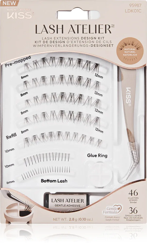 KISS Lash Atelier Desing Kit - Связка искусственных ресниц с клеем, 1 шт