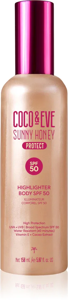 Coco & Eve Sunny Honey Highlighter Body SPF50 - Защитная сыворотка с эффектом осветления SPF 50, 150 мл