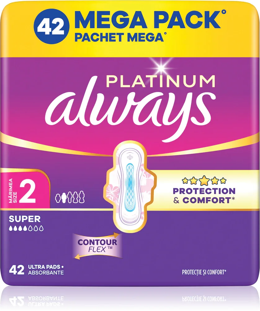 Always Platinum Super Size 2 - Прокладки с крылышками, 42 шт