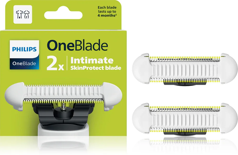 Сменные лезвия для бритвы OneBlade Philips OneBlade Intimate SkinProtect QP229/50 для интимных зон, 2 шт for OneBlade Intimate QP1924/30
