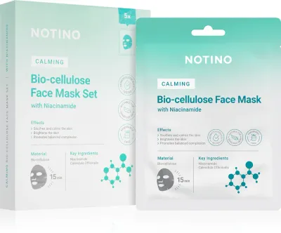 Notino Calming Bio-Cellulose Face Mask with Niacinamide - Набор тканевых масок с успокаивающим действием, 5 г