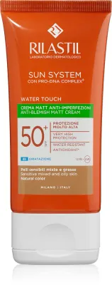 Rilastil Sun System Water Touch - Очищающий тонизирующий крем для лица для жирной и комбинированной кожи SPF 50+, 50 мл