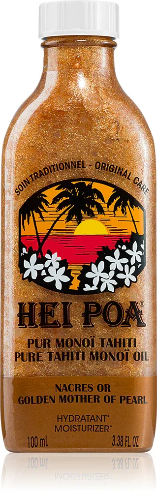 Hei Poa Pure Tahiti Monoï Oil Golden Mother of Pearl - Многофункциональное масло с блестками, 100 мл