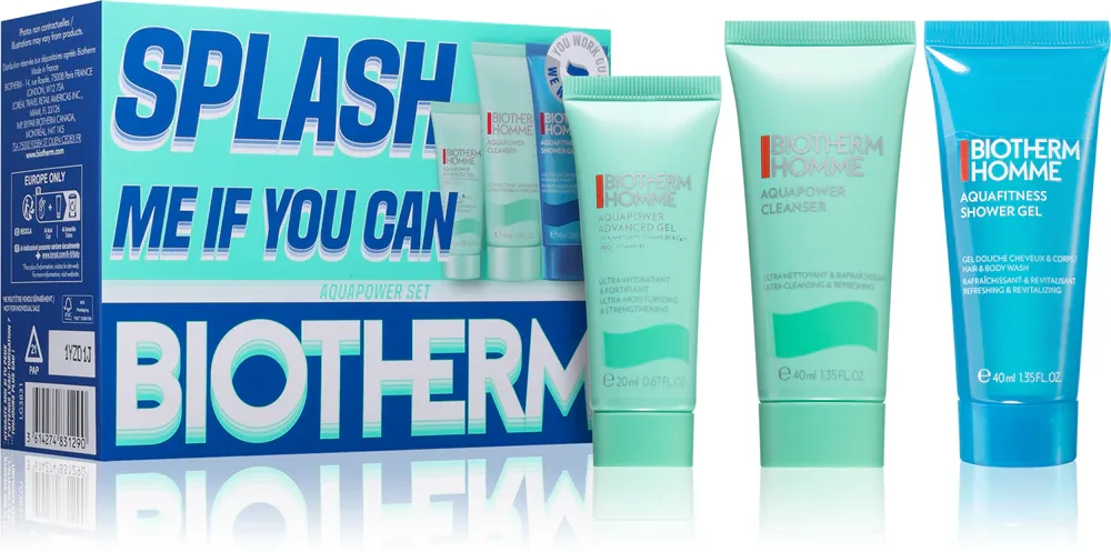 Набор косметики Biotherm Homme Aquapower Advanced Gel мужской, с гелем для лица и гелем для душа