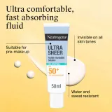 Солнцезащитный флюид для лица Neutrogena Ultra Sheer Oil Control SPF 50+, матирующий, 50 мл — фото 3