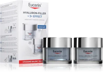Набор для ухода за лицом Eucerin Hyaluron-Filler + 3x Effect дневной крем SPF 15 и ночной крем, 2 × 50 мл