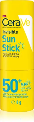 Стик солнцезащитный CeraVe Invisible Sun Stick SPF 50+ для лица и губ, для чувствительной кожи, 8 г