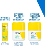 Стик солнцезащитный CeraVe Invisible Sun Stick SPF 50+ для лица и губ, для чувствительной кожи, 8 г — фото 2