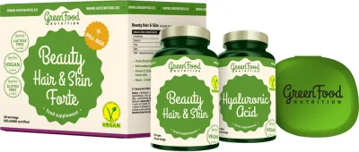 Набор пищевых добавок GreenFood Nutrition Beauty Hair Skin Forte для волос, кожи и ногтей, с гиалуроновой кислотой, 80 г