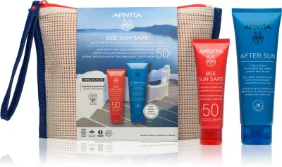 Набор для ухода за лицом Apivita Bee Sun Safe Anti-spot Anti-age Sun Protection солнцезащитный, с косметичкой