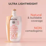 Флюид тональный Apivita Bee Sun Safe Daily Age Repair Tinted Fluid SPF50 солнцезащитный, лёгкое покрытие, 50 мл — фото 6