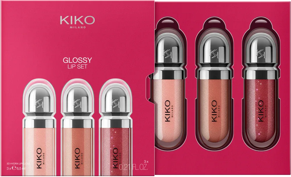 Набор косметики KIKO Milano Glossy Lip Set подарочный, с блесками для губ