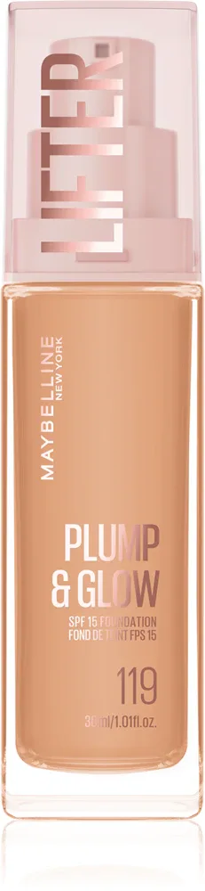MAYBELLINE NEW YORK Lifter Plump & Glow - Тональное средство Maybelline Lifter Plump Glow флюид, среднее покрытие, 30 мл, 30 мл, оттенок 119