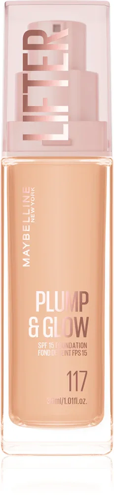 MAYBELLINE NEW YORK Lifter Plump & Glow - Тональное средство Maybelline Lifter Plump Glow флюид, среднее покрытие, 30 мл, 30 мл, оттенок 117
